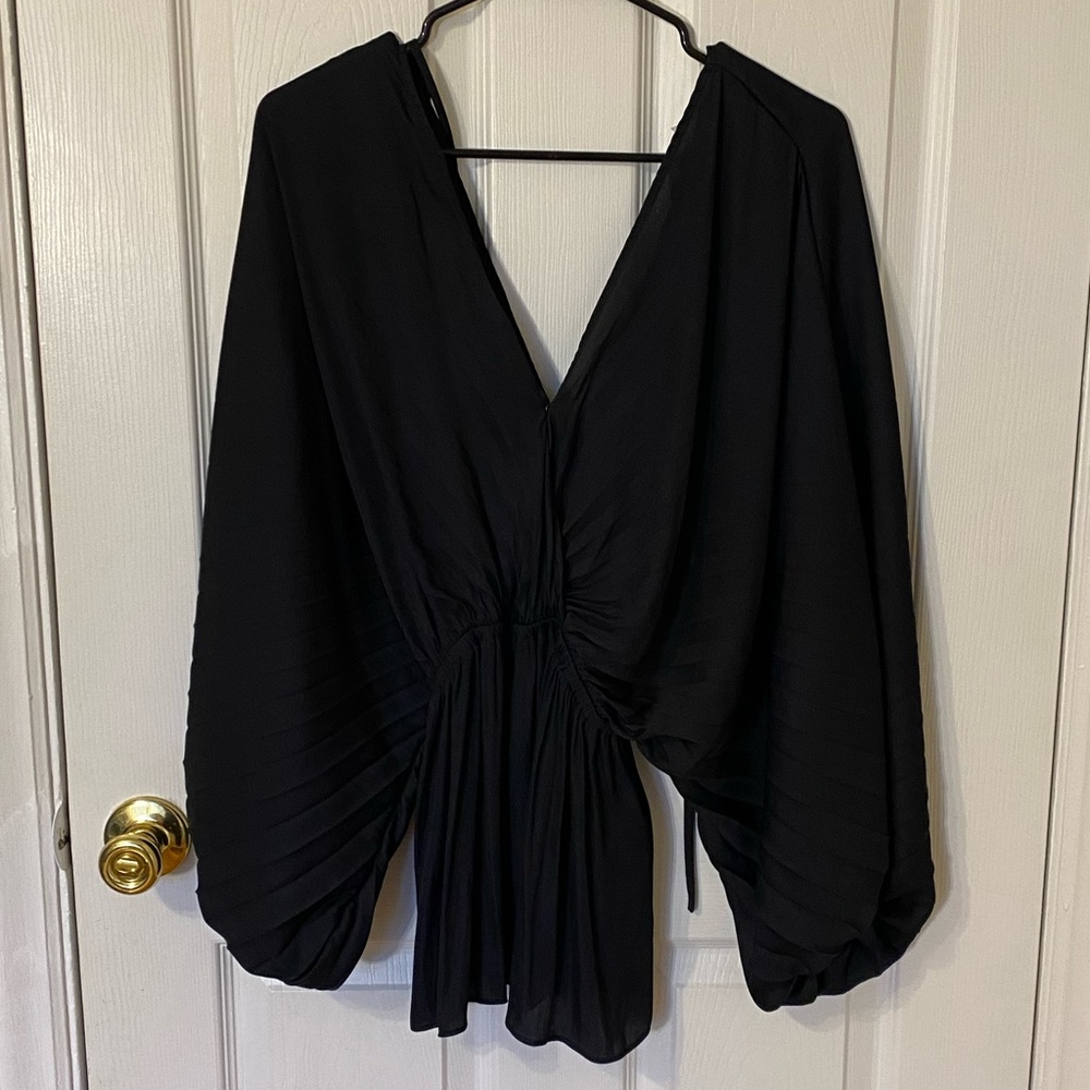 Mustard Seed Silky Black Top with Ties- Women’s Medium